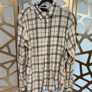 Banana Republic Gold and Navy Plaid Button-Down Shirt